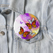 Monarch Butterflies op Paarse achtergrond Ronde Button 4,0 Cm (In situ)