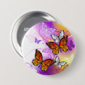 Monarch Butterflies op Paarse achtergrond Ronde Button 7,6 Cm (Voorkant /achterkant)