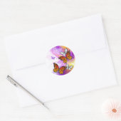 Monarch Butterflies op Paarse achtergrond Ronde Sticker (Envelop)