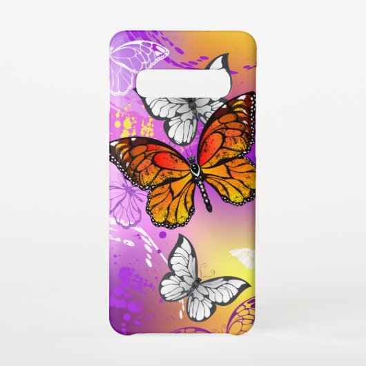 Monarch Butterflies op Paarse achtergrond Samsung Galaxy Hoesje (Achterkant)