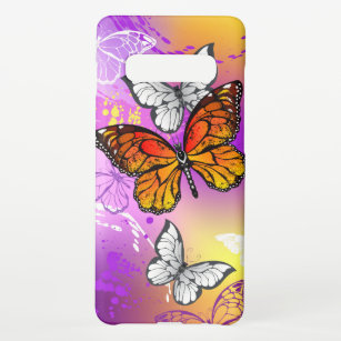 Monarch Butterflies op Paarse achtergrond Samsung Galaxy S10+ Hoesje