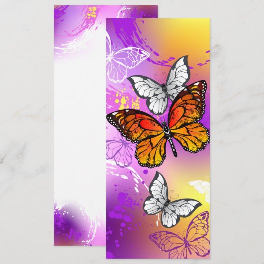 Monarch Butterflies op Paarse achtergrond Save The Date (Voorkant / Achterkant)