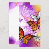 Monarch Butterflies op Paarse achtergrond Save The Date (Voorkant / Achterkant)
