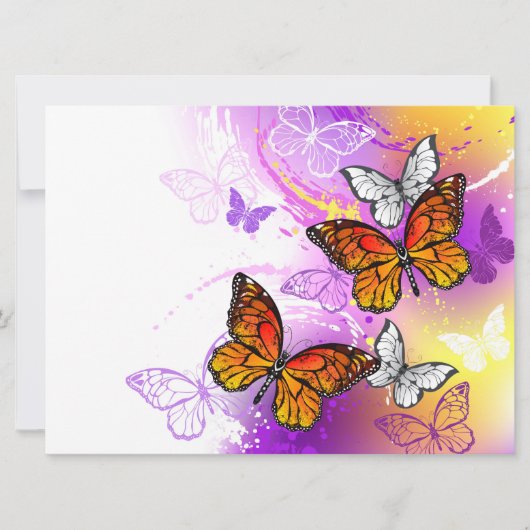 Monarch Butterflies op Paarse achtergrond Save The Date (Voorkant)