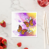 Monarch Butterflies op Paarse achtergrond Servet (Insitu)