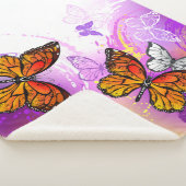 Monarch Butterflies op Paarse achtergrond Sherpa Deken (3/4)