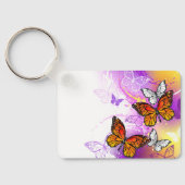 Monarch Butterflies op Paarse achtergrond Sleutelhanger (Achterkant)