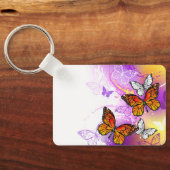 Monarch Butterflies op Paarse achtergrond Sleutelhanger (Achterkant)