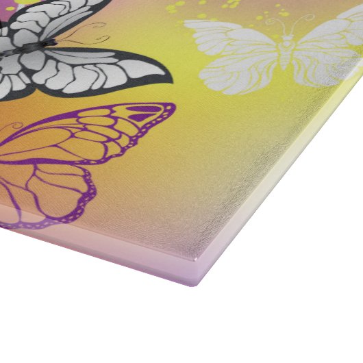 Monarch Butterflies op Paarse achtergrond Snijplank (Hoek)