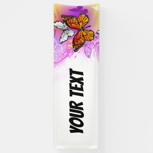 Monarch Butterflies op Paarse achtergrond Spandoek (Verticaal)