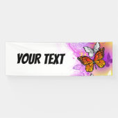 Monarch Butterflies op Paarse achtergrond Spandoek (Horizontaal)