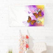 Monarch Butterflies op Paarse achtergrond Spandoek (Insitu)