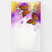 Monarch Butterflies op Paarse achtergrond Spandoek (Verticaal)