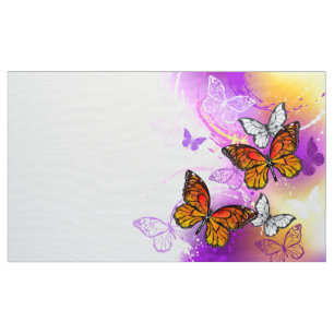 Monarch Butterflies op Paarse achtergrond Stof