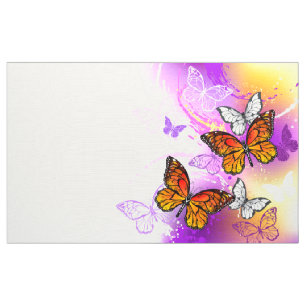 Monarch Butterflies op Paarse achtergrond Stof