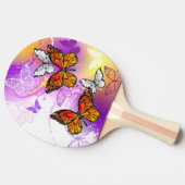 Monarch Butterflies op Paarse achtergrond Tafeltennisbatje (Zijkant)