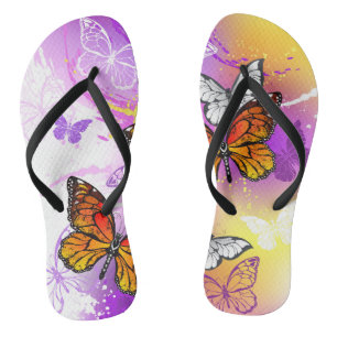 Monarch Butterflies op Paarse achtergrond Teenslippers