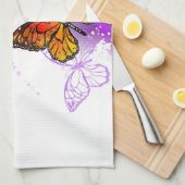 Monarch Butterflies op Paarse achtergrond Theedoek (Quarter Fold)