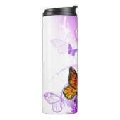 Monarch Butterflies op Paarse achtergrond Thermosbeker (Gedraaid links)