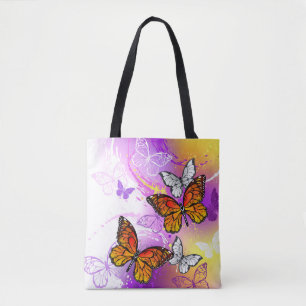 Monarch Butterflies op Paarse achtergrond Tote Bag