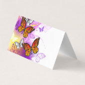 Monarch Butterflies op Paarse achtergrond Visitekaartje (Achterkant)