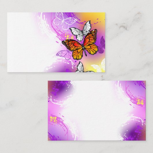 Monarch Butterflies op Paarse achtergrond Visitekaartje (Voorkant / Achterkant)