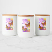 Monarch Butterflies op Paarse achtergrond Voedselcontainer Etiket (Flessen)