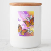 Monarch Butterflies op Paarse achtergrond Voedselcontainer Etiket (Voorkant)