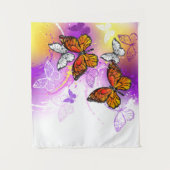 Monarch Butterflies op Paarse achtergrond Wandkleed (Voorkant)
