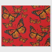 Monarch Butterflies op Red Cadeaupapier (Vlak)