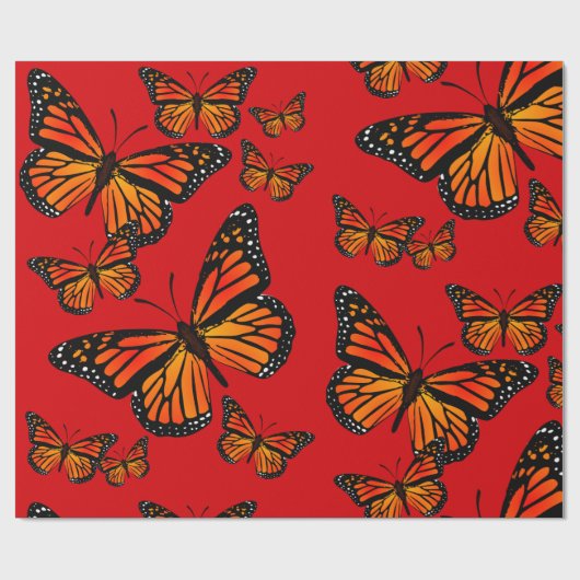 Monarch Butterflies op Red Cadeaupapier (Vlak)