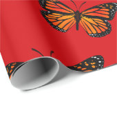 Monarch Butterflies op Red Cadeaupapier (Rol Hoek)