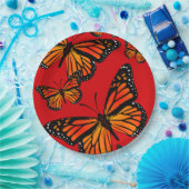 Monarch Butterflies op Red Papieren Bordje (Feest)