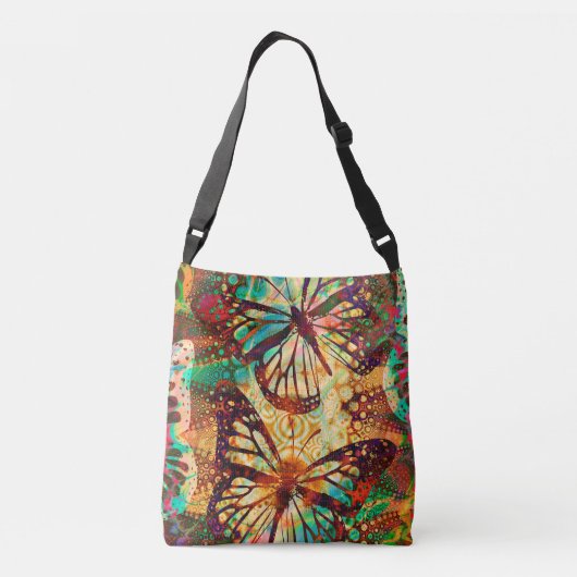 Monarch Butterflies Psychedelic Tie Dye Crossbody Tas (Achterkant)