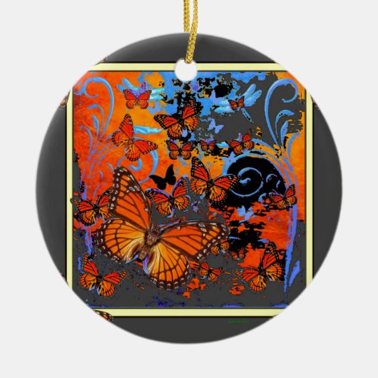 Monarch Butterflies Stormy Weather Art Keramisch Ornament (Voorkant)