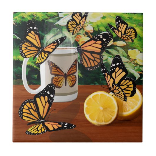 Monarch Butterflies Tea Party Tegeltje (Voorkant)