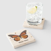 Monarch Butterfly Aangepast Onderzetter met steent (Zijkant)