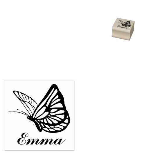 Monarch Butterfly - Aangepaste naam Rubberstempel (Gestempeld)