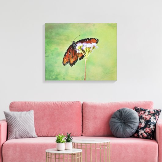 Monarch Butterfly and Flowers Canvas Art Print (Insitu (Woonkamer))
