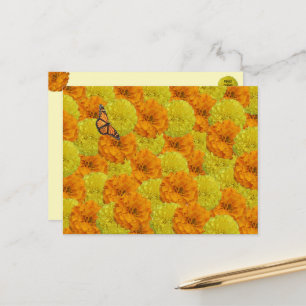 Monarch Butterfly and Marigolds Floral Briefkaart