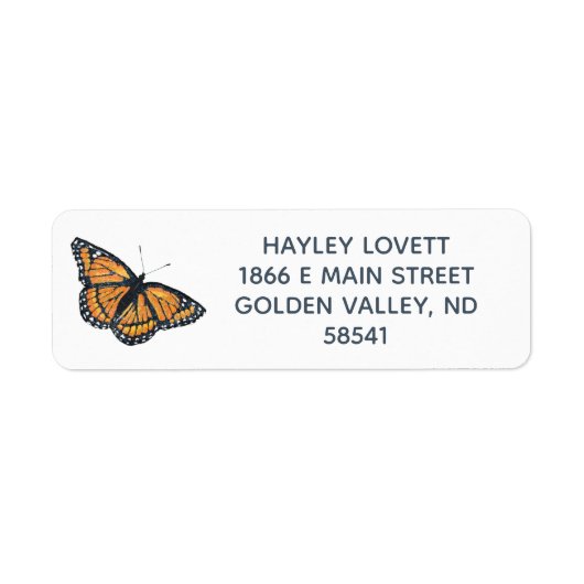 Monarch Butterfly Art Return Address Label (Voorkant)