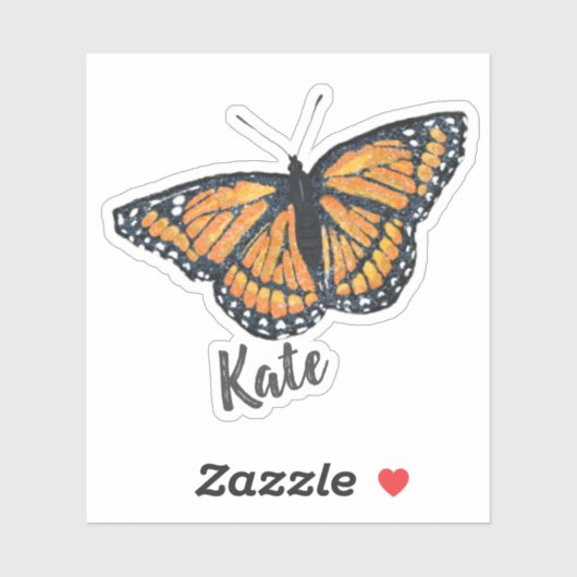 Monarch Butterfly Artwork met naam Sticker (Vel)