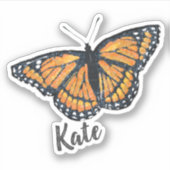 Monarch Butterfly Artwork met naam Sticker (Voorkant)