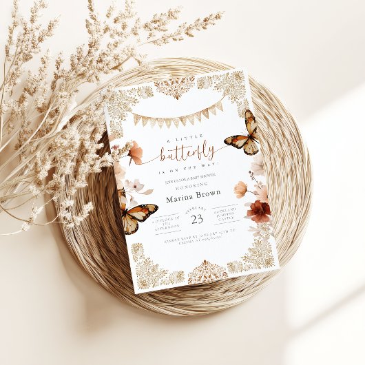 Monarch Butterfly Baby Shower  Kaart