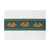 Monarch Butterfly Banded Forest Green Wedding Uitnodigingen Wikkel (Achterkant Voorbeeld)