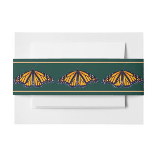 Monarch Butterfly Banded Forest Green Wedding Uitnodigingen Wikkel