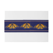 Monarch Butterfly Banded Navy Wedding Uitnodigingen Wikkel (Achterkant Voorbeeld)