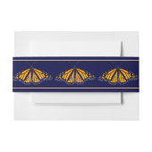 Monarch Butterfly Banded Navy Wedding Uitnodigingen Wikkel (Voorkant Voorbeeld)