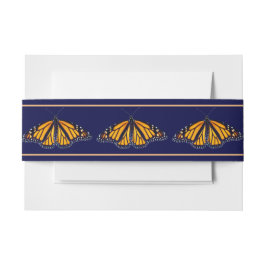 Monarch Butterfly Banded Navy Wedding Uitnodigingen Wikkel
