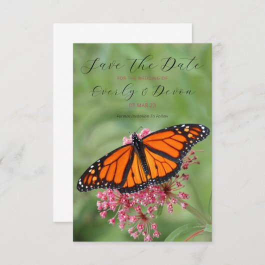 Monarch Butterfly bewaart de datum Save The Date (Voorkant / Achterkant)